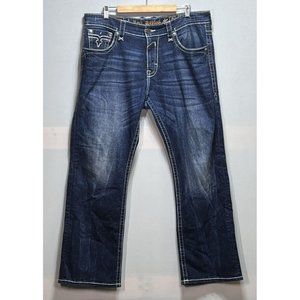 COPY - ROCK REVIVAL RYKER STRAIGHT DARK WASH DENIM SZ 38/32 L